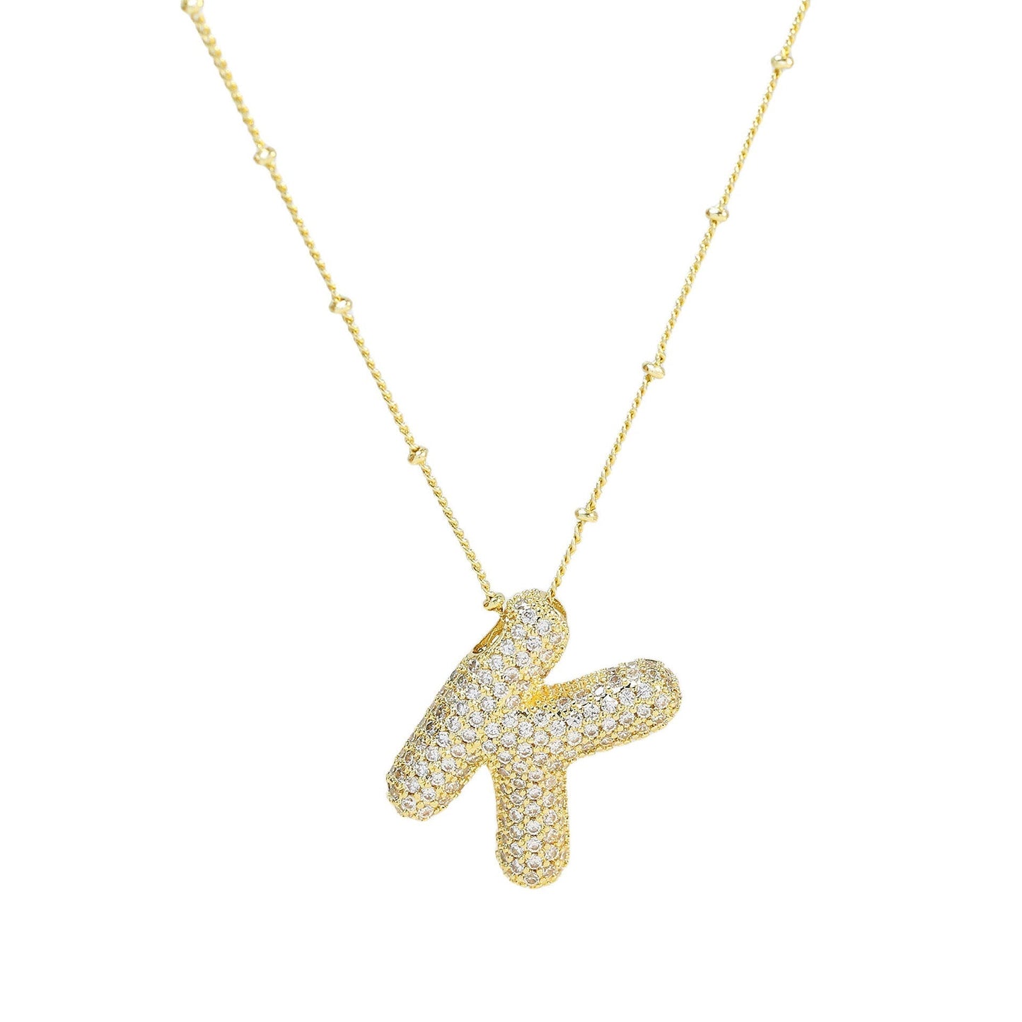 Diamond Bubble Initial Necklace