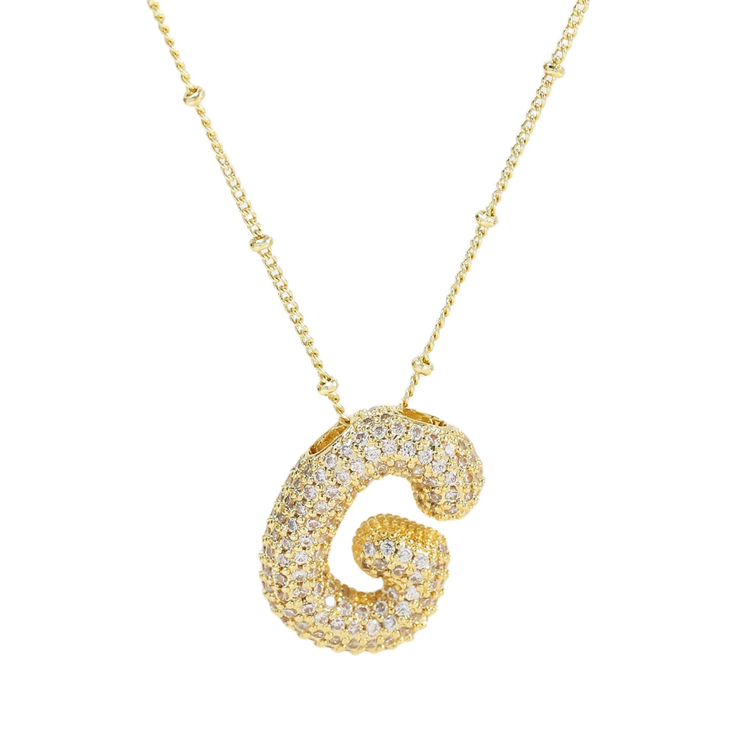 Diamond Bubble Initial Necklace