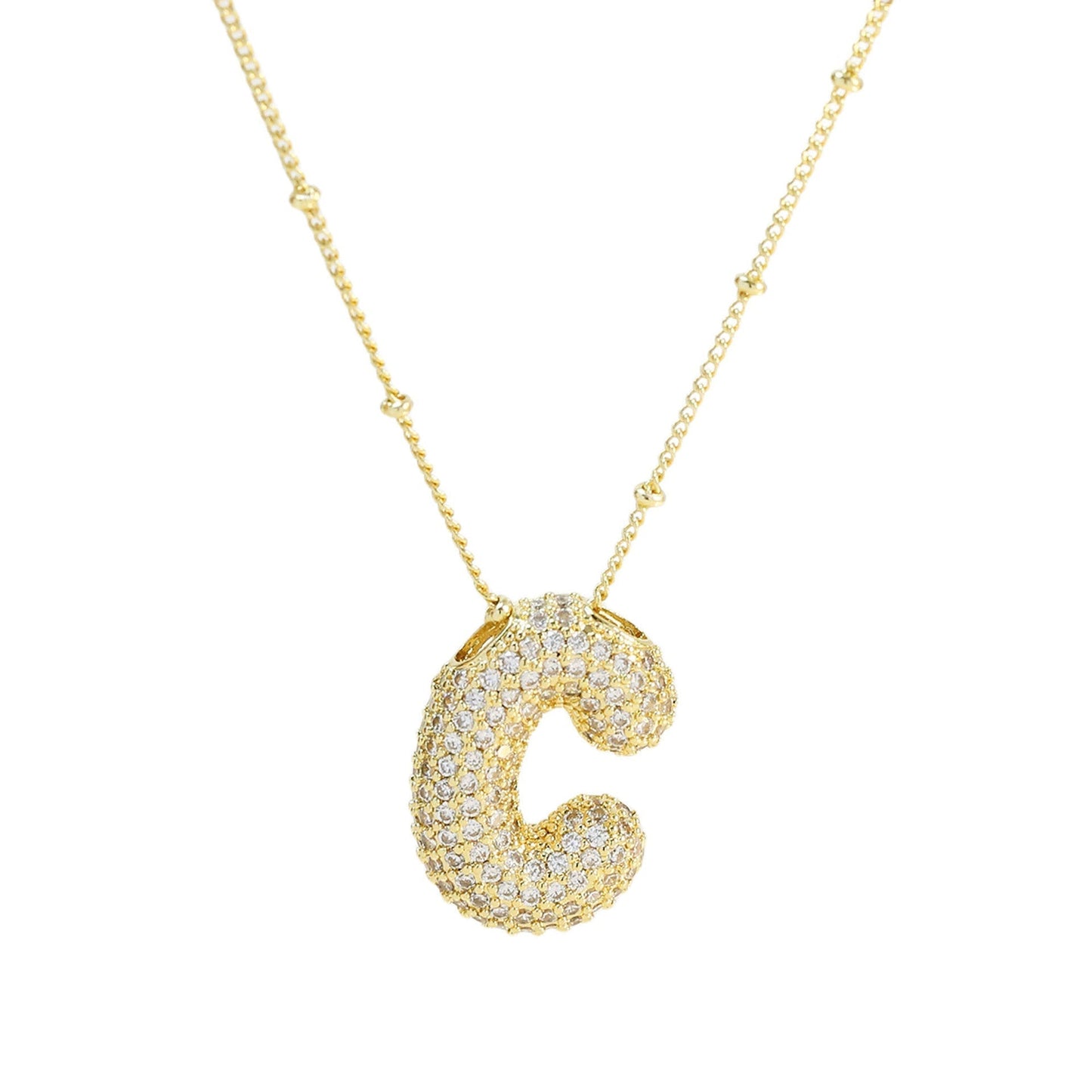 Diamond Bubble Initial Necklace