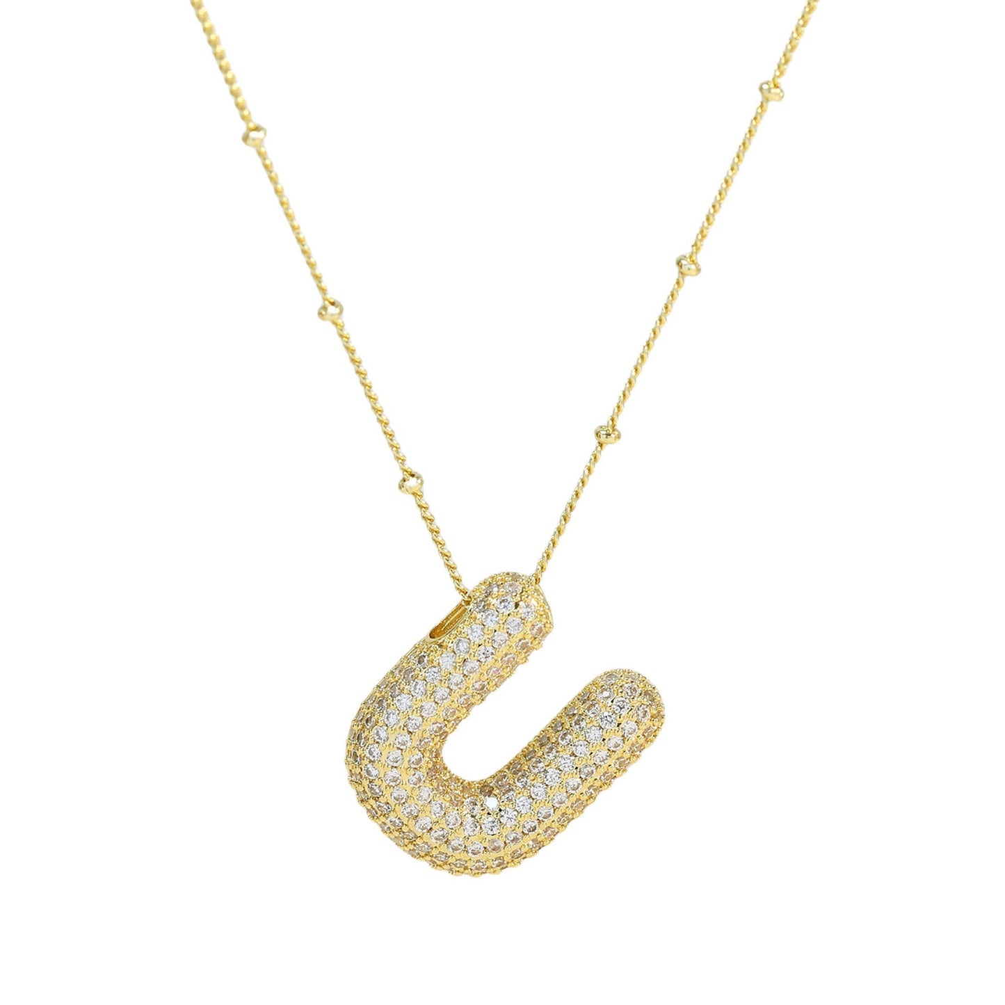 Diamond Bubble Initial Necklace