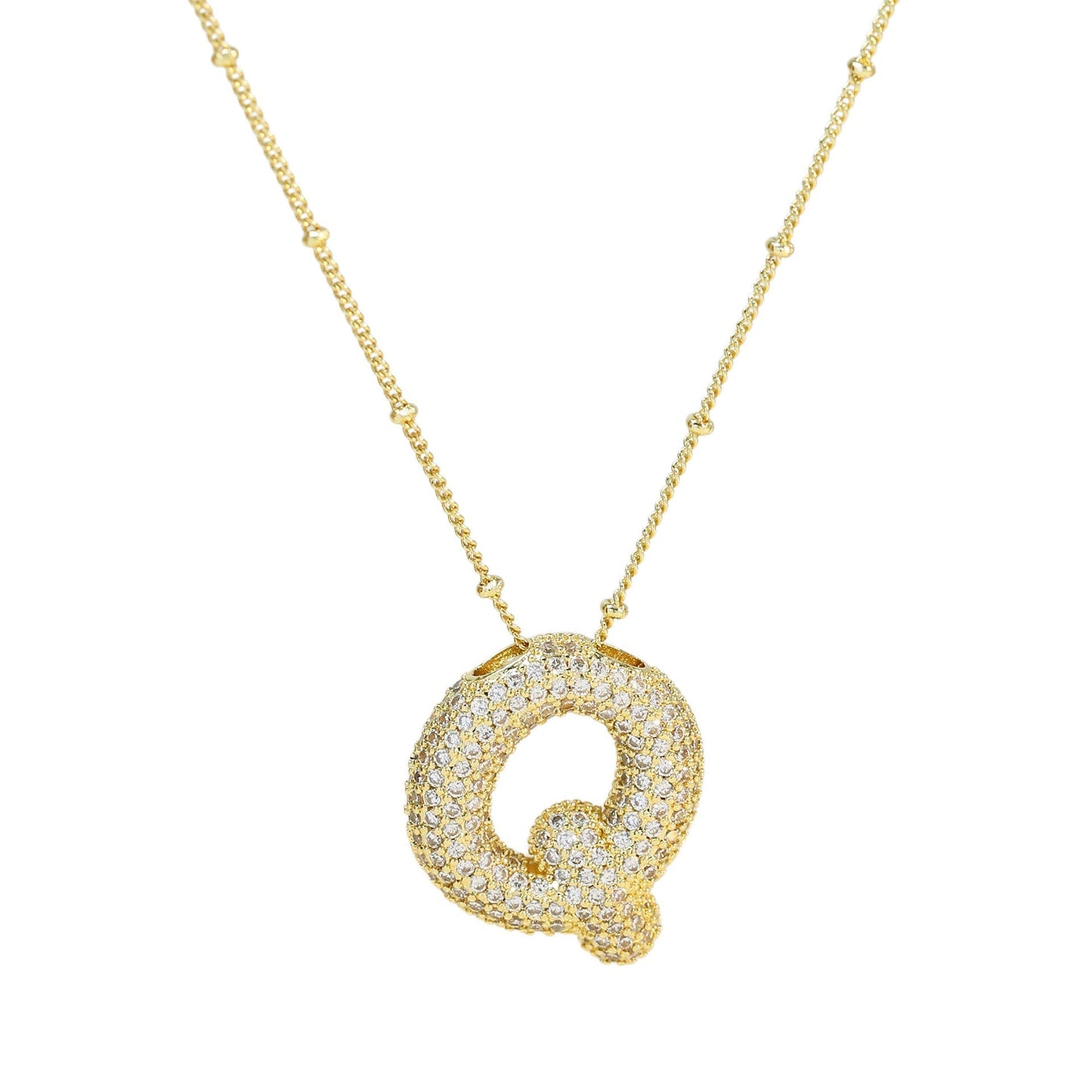 Diamond Bubble Initial Necklace