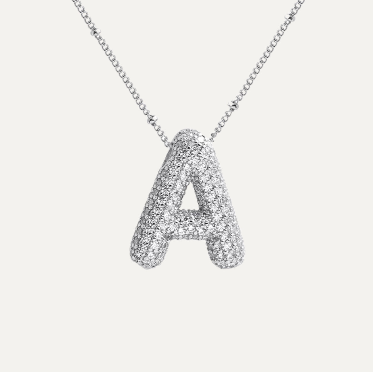 Diamond Bubble Initial Necklace