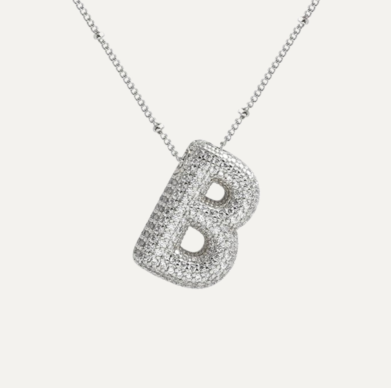 Diamond Bubble Initial Necklace