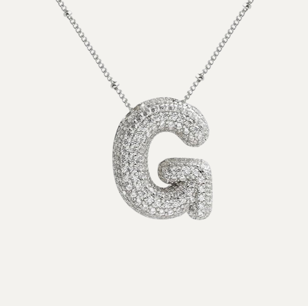 Diamond Bubble Initial Necklace