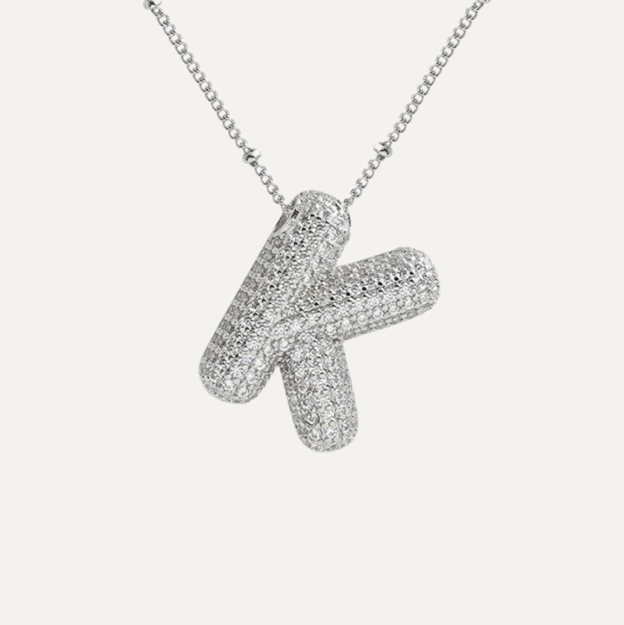 Diamond Bubble Initial Necklace