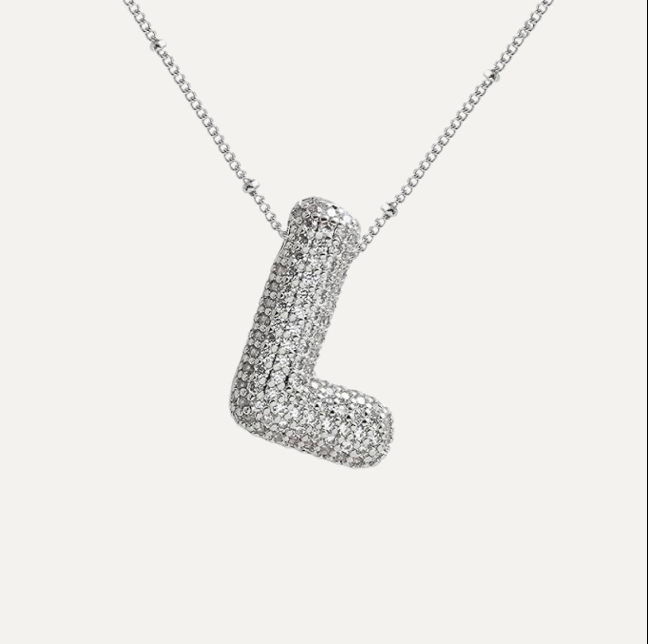 Diamond Bubble Initial Necklace