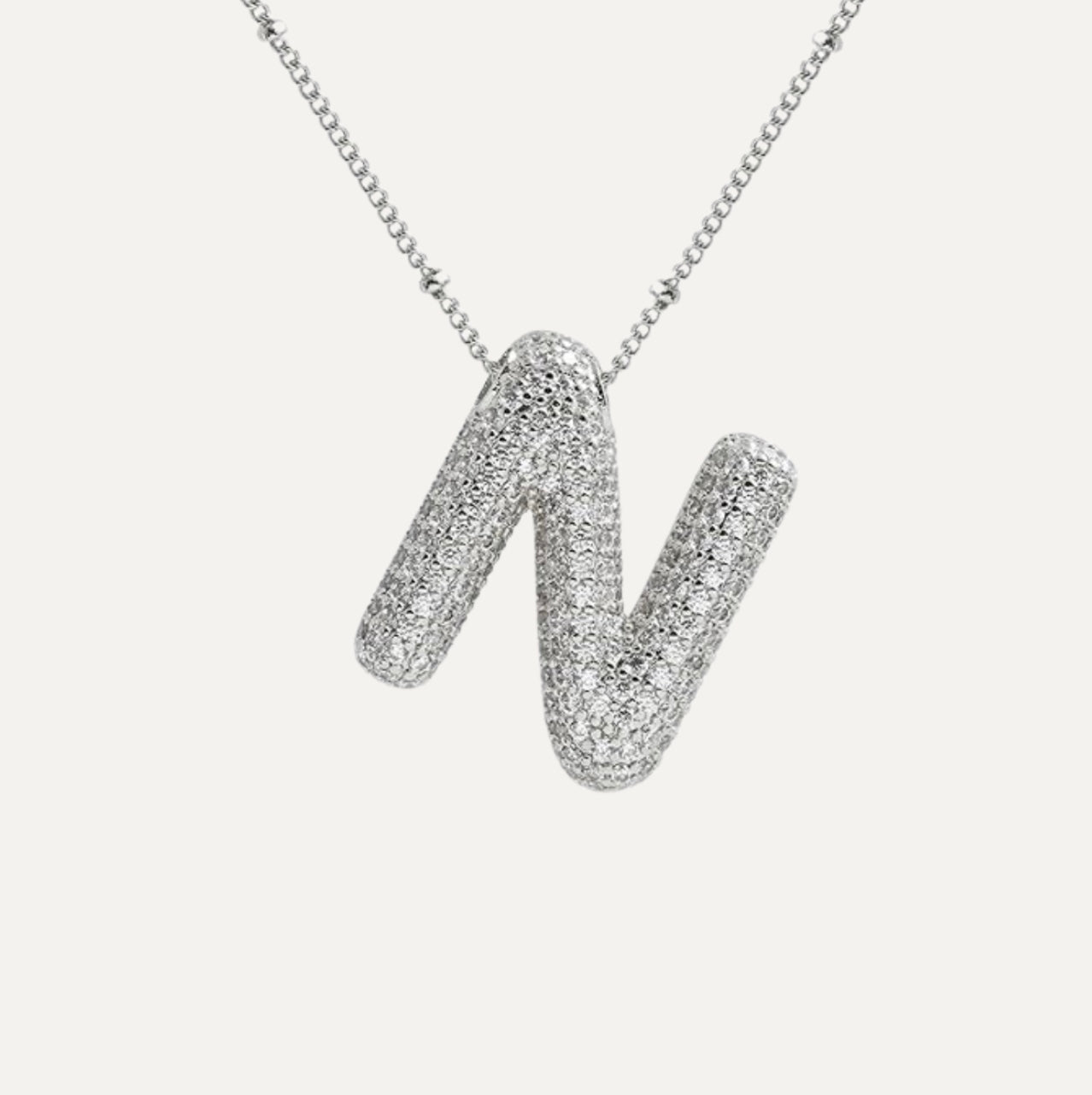 Diamond Bubble Initial Necklace