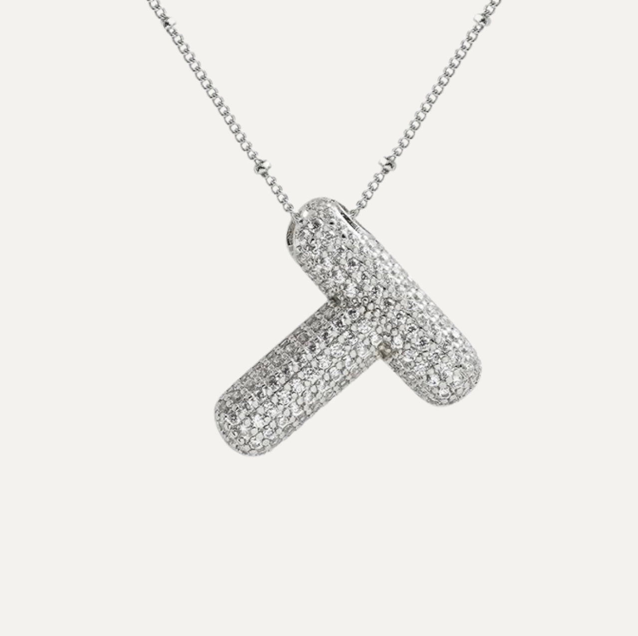 Diamond Bubble Initial Necklace