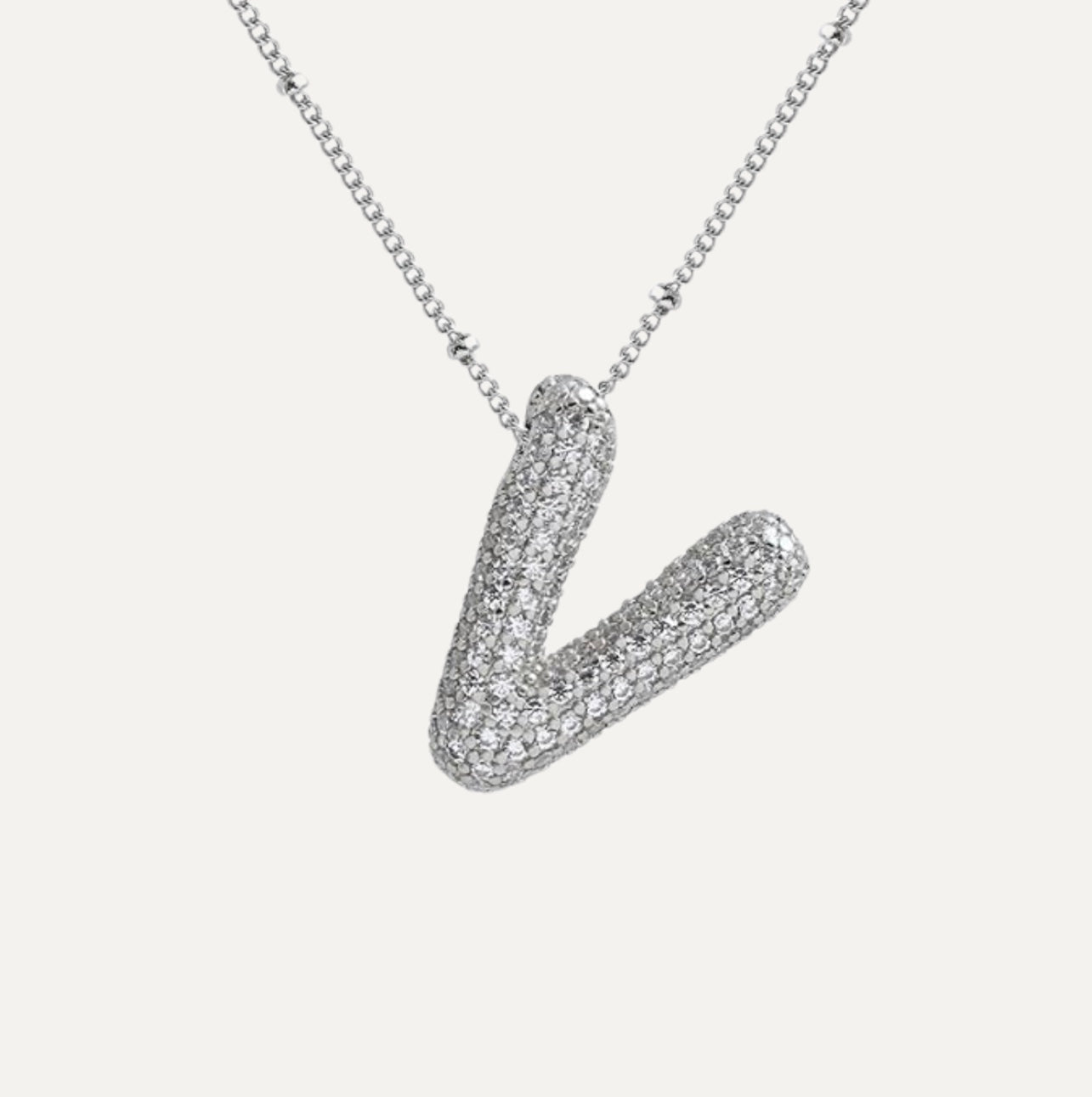 Diamond Bubble Initial Necklace