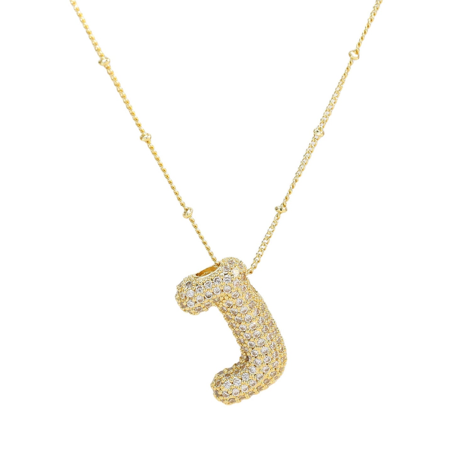 Diamond Bubble Initial Necklace