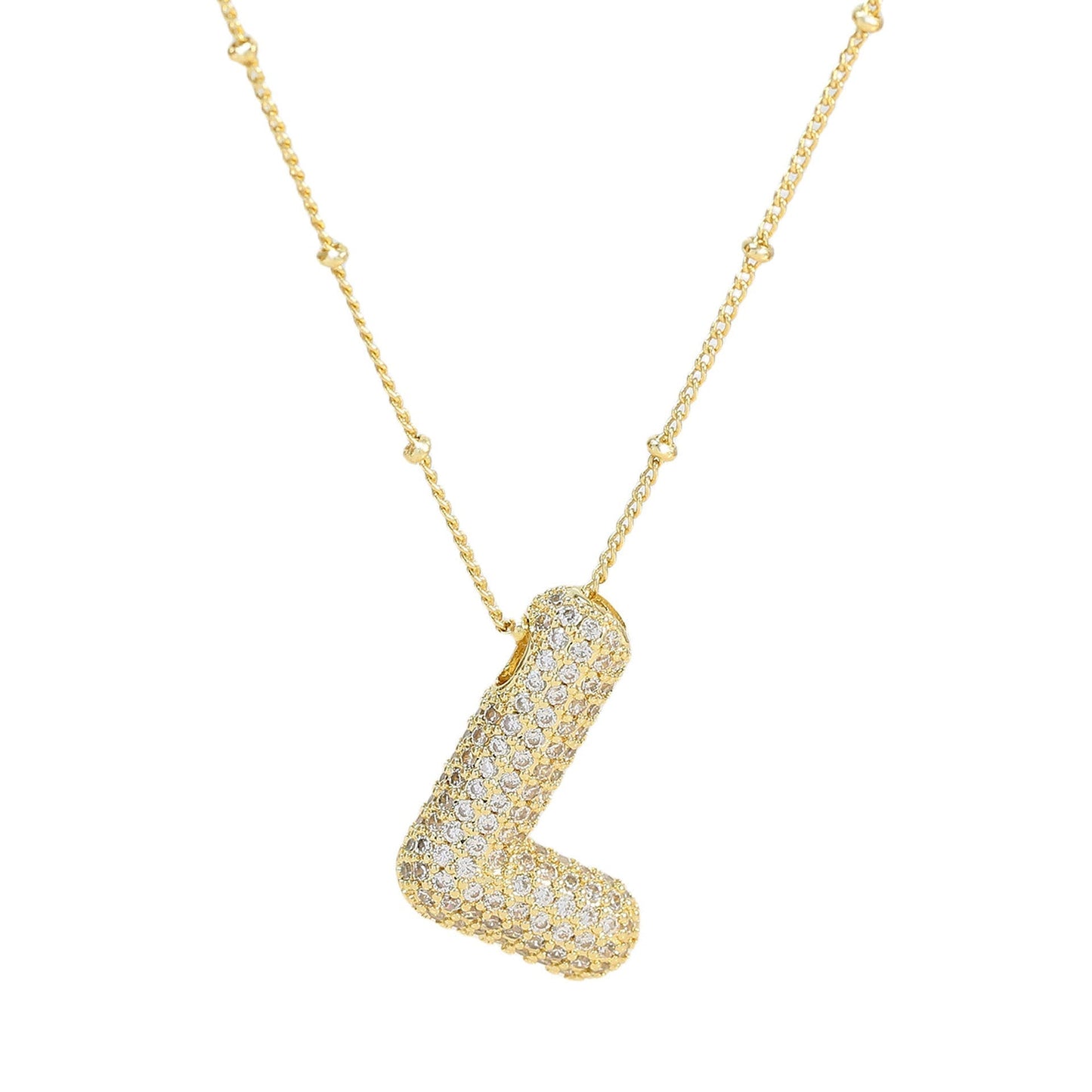 Diamond Bubble Initial Necklace