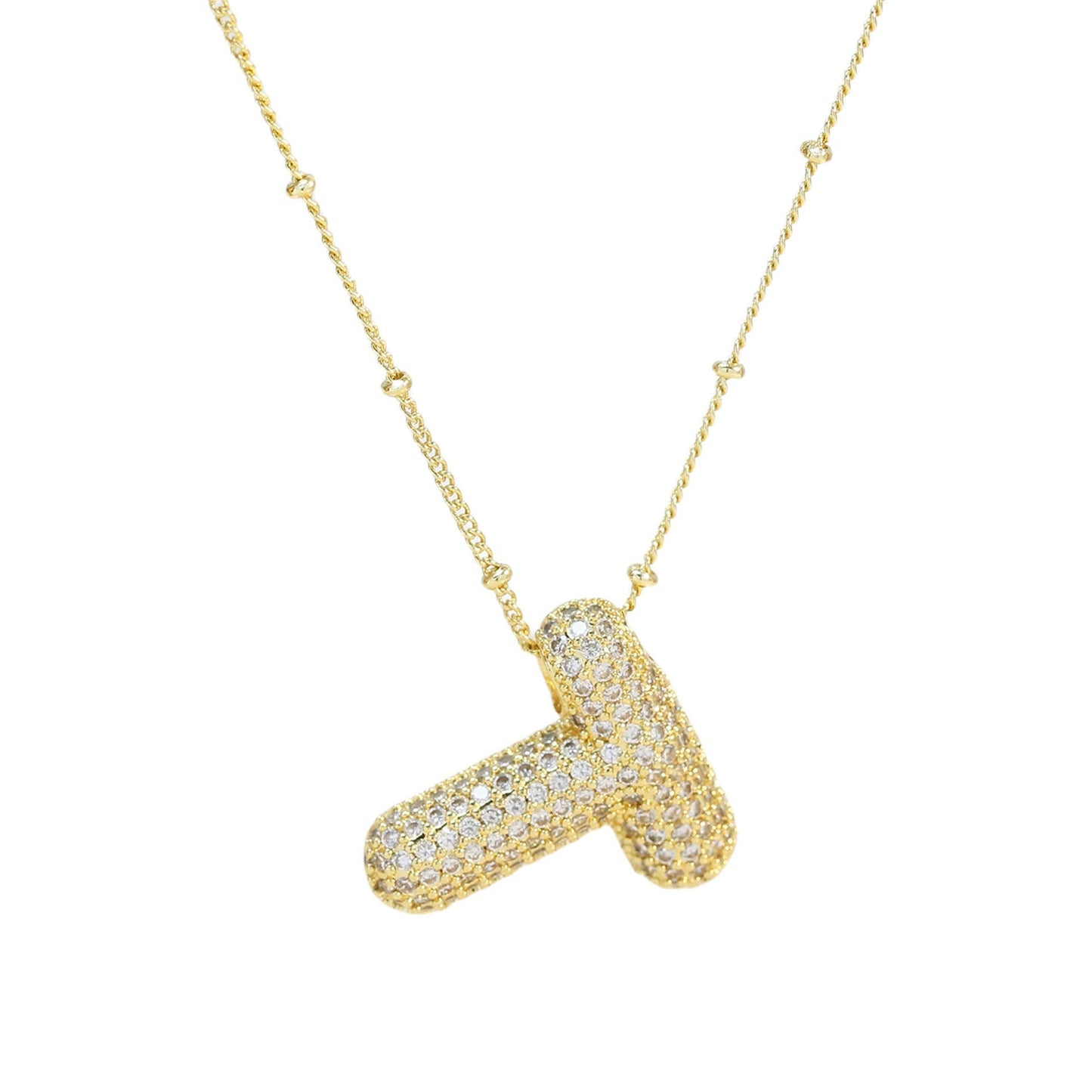 Diamond Bubble Initial Necklace