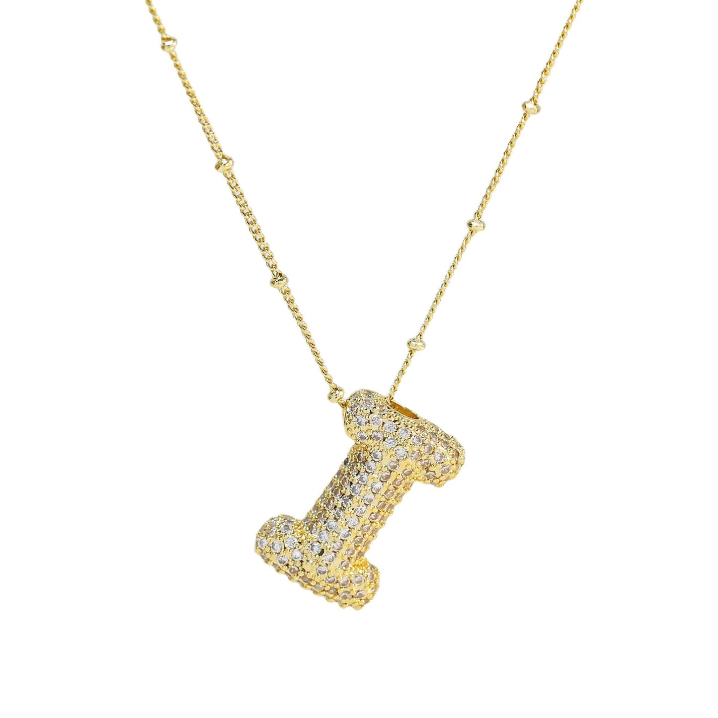 Diamond Bubble Initial Necklace