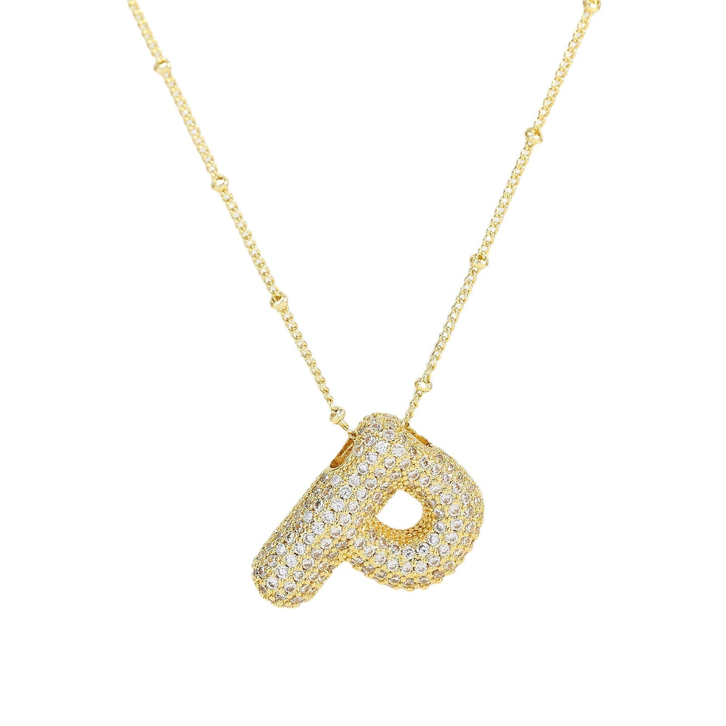 Diamond Bubble Initial Necklace